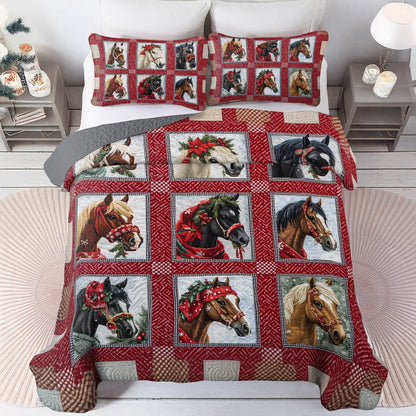 Shineful All Season Quilt 3-Piece Set Horse Holiday Hoofbeats