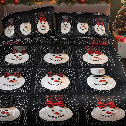 Shineful 4-Piece Bed Sheet Set - Elegant Snowman Bowtie