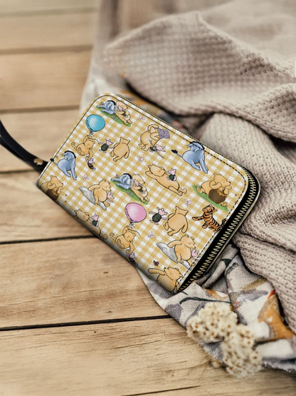 Shineful Leather Clutch Purse With Wristlet Strap Handle Sunny Days with Pooh