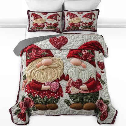 Shineful Flat Print All Season Quilt 3-Piece Set - Valentine Gnome