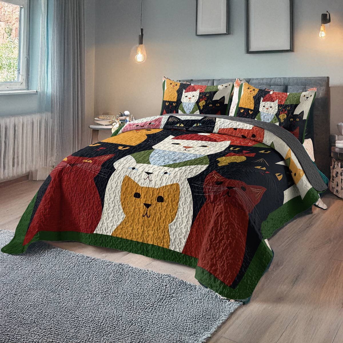 Shineful All Season Quilt 3-Piece Set - Christmas Cats