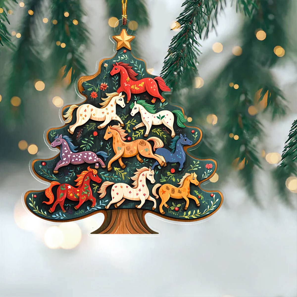 Shineful 2D Acrylic Ornament Charming Horses