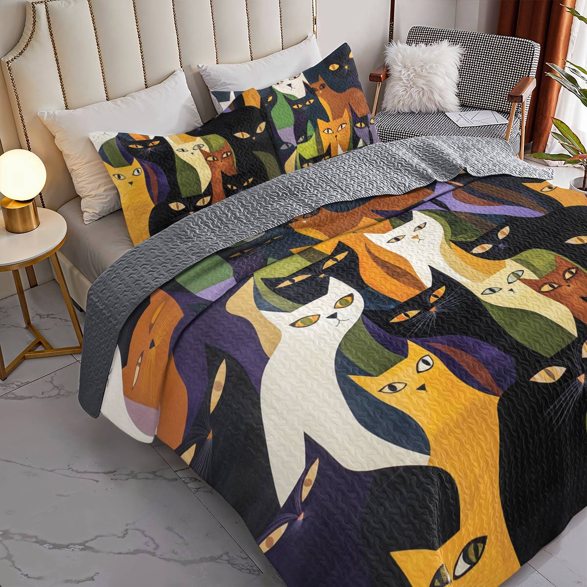 Shineful All Season Quilt 3-Piece Set Cattitude