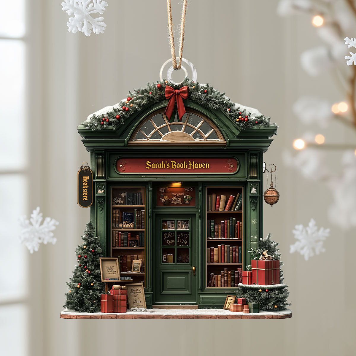 Shineful 2D Acrylic Ornament - Personalized Cozy Book Haven