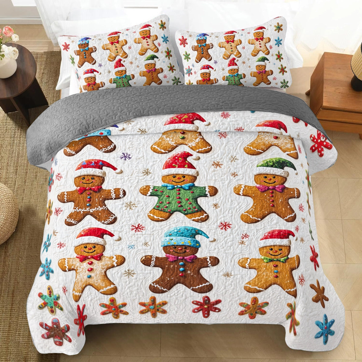 Shineful All Season Quilt 3-Piece Set Gingerbread Cottage