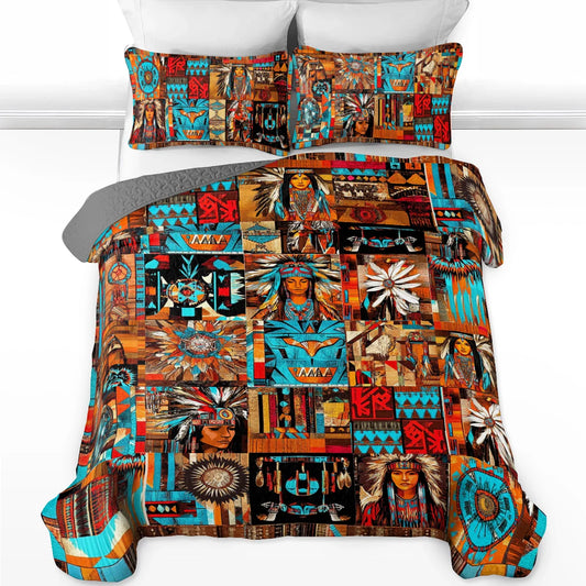 Shineful All Season Quilt 3-Piece Set  Native American Bold Tribal