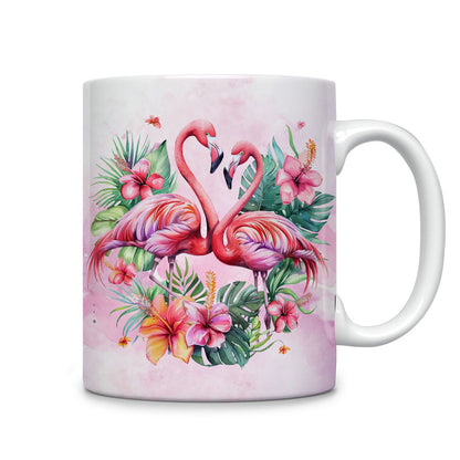 Tasse en céramique brillante Love In Flamingo