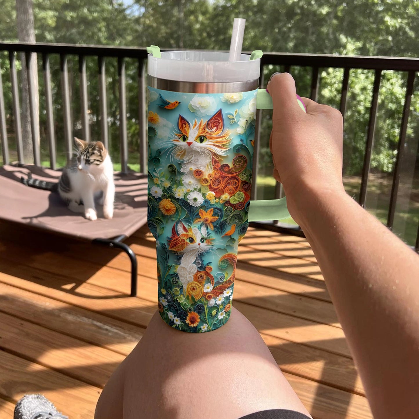 Shineful Tumbler Whimsical Quill Cat