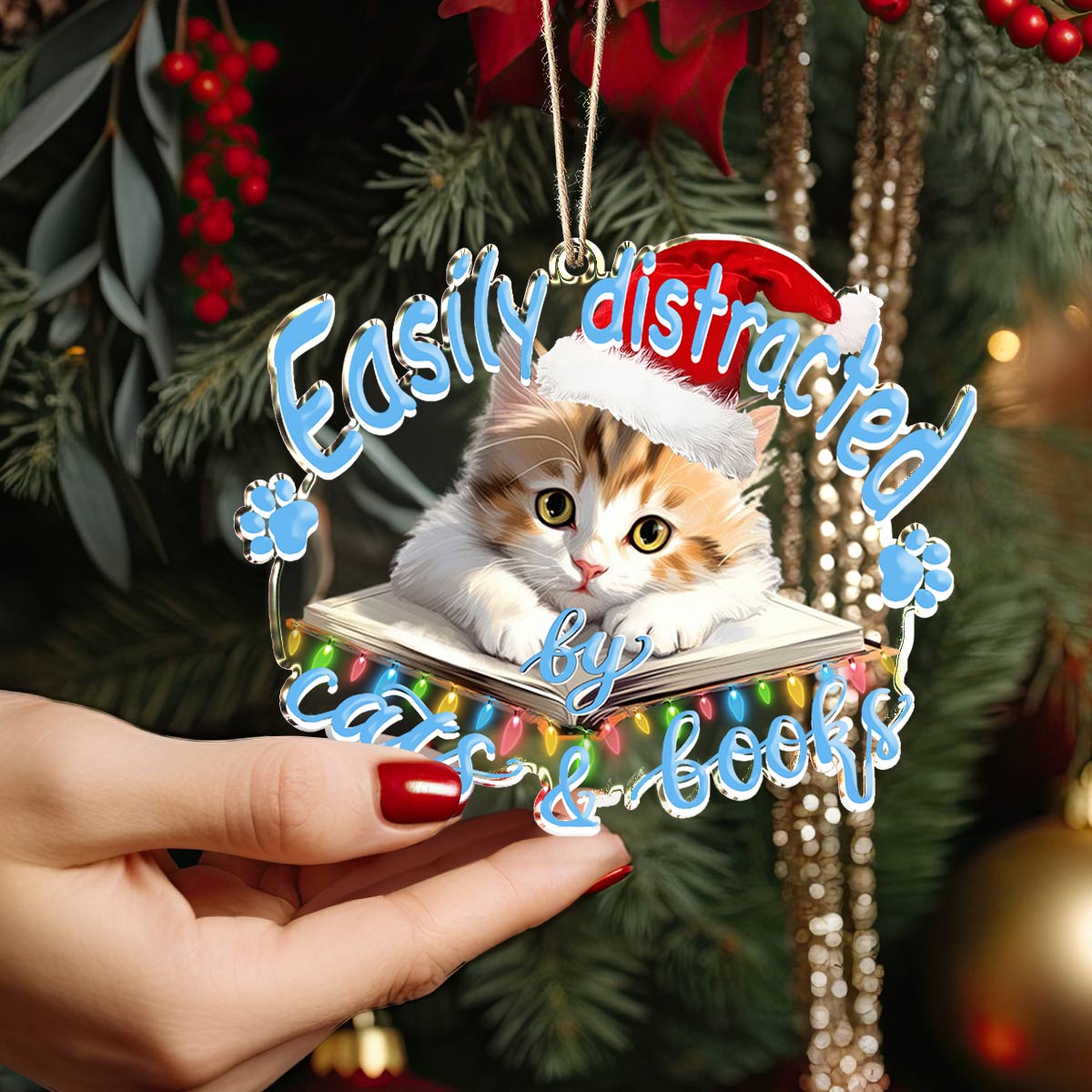 Shineful 2D Acrylic Ornament Cat & Book