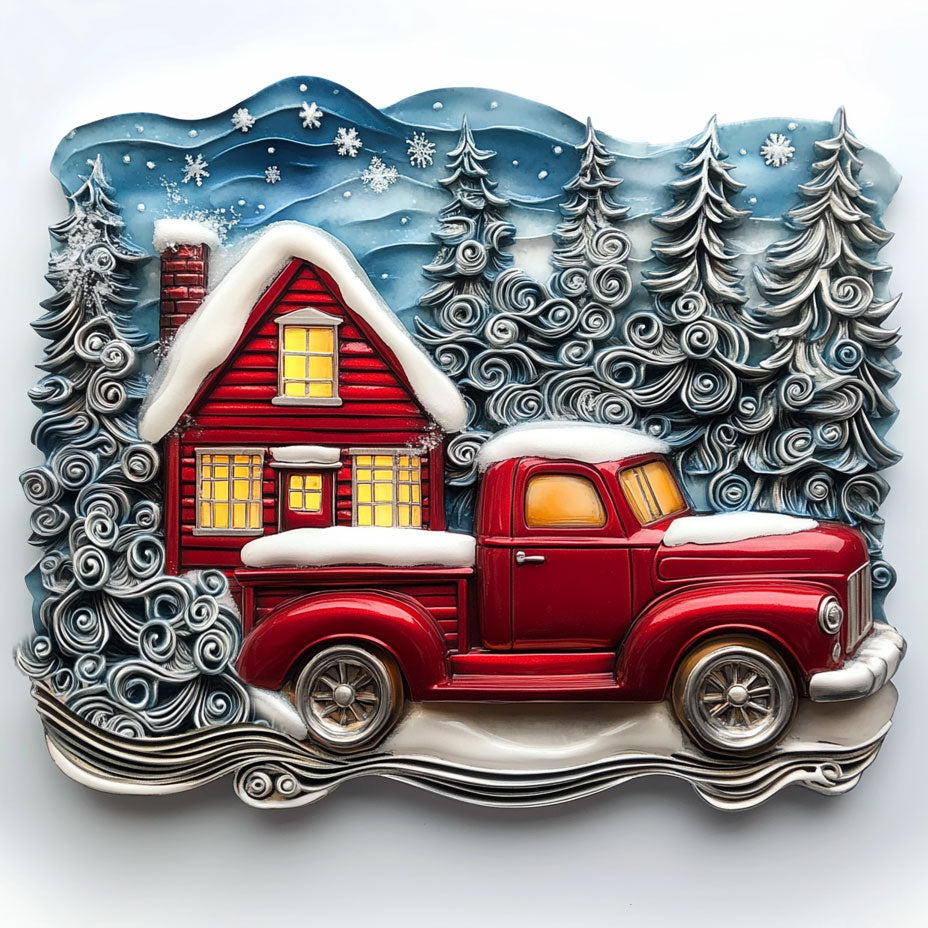 Shineful 2D Metal Sign Snowy Cabin