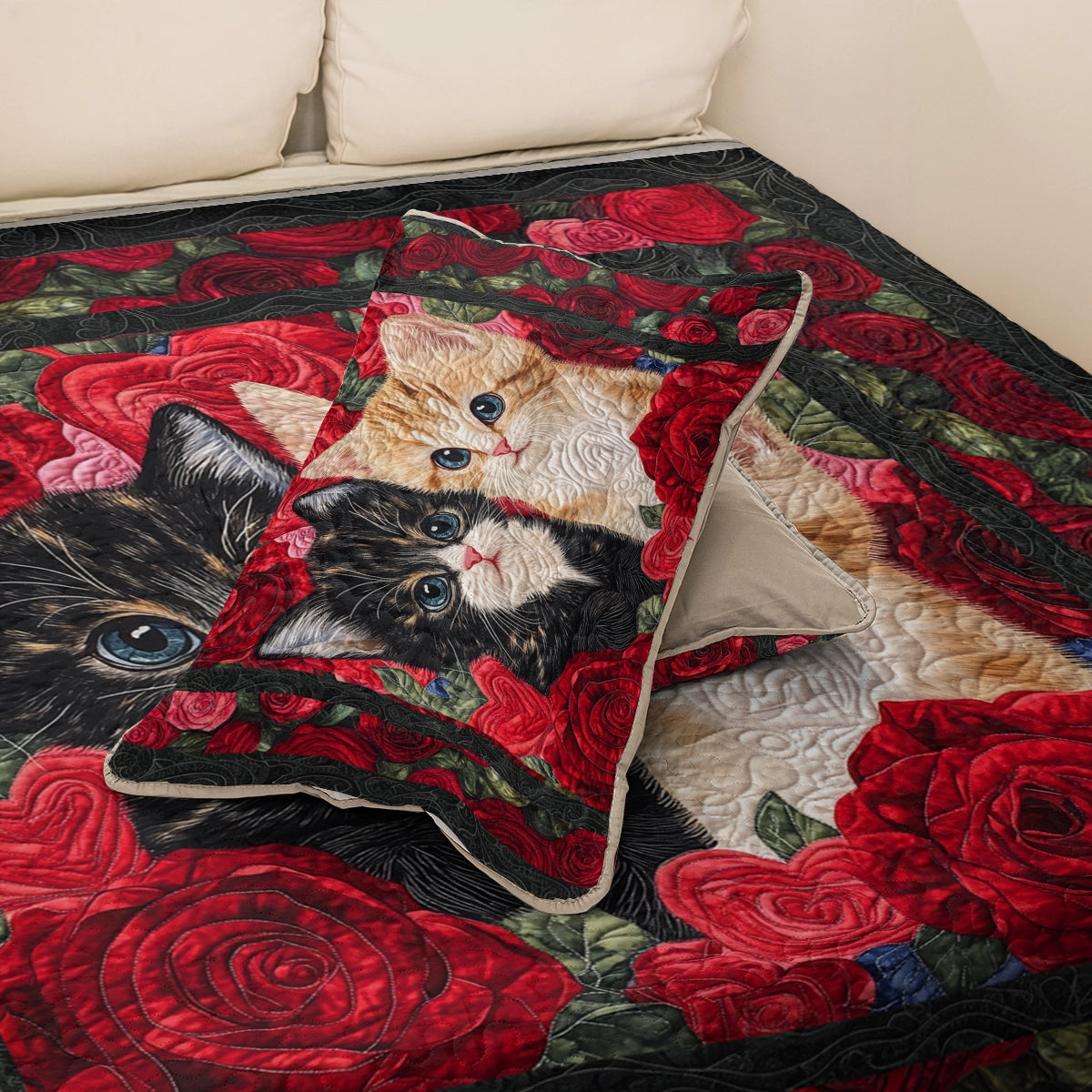 Shineful All Season Quilt 3-teiliges Set Cat Purrfect Rose Companions