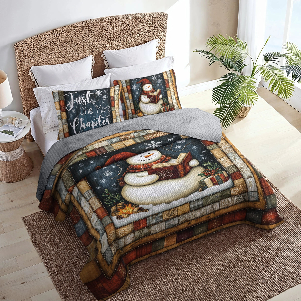 Shineful All Season Quilt 3-Piece Set Snowy Bookworm