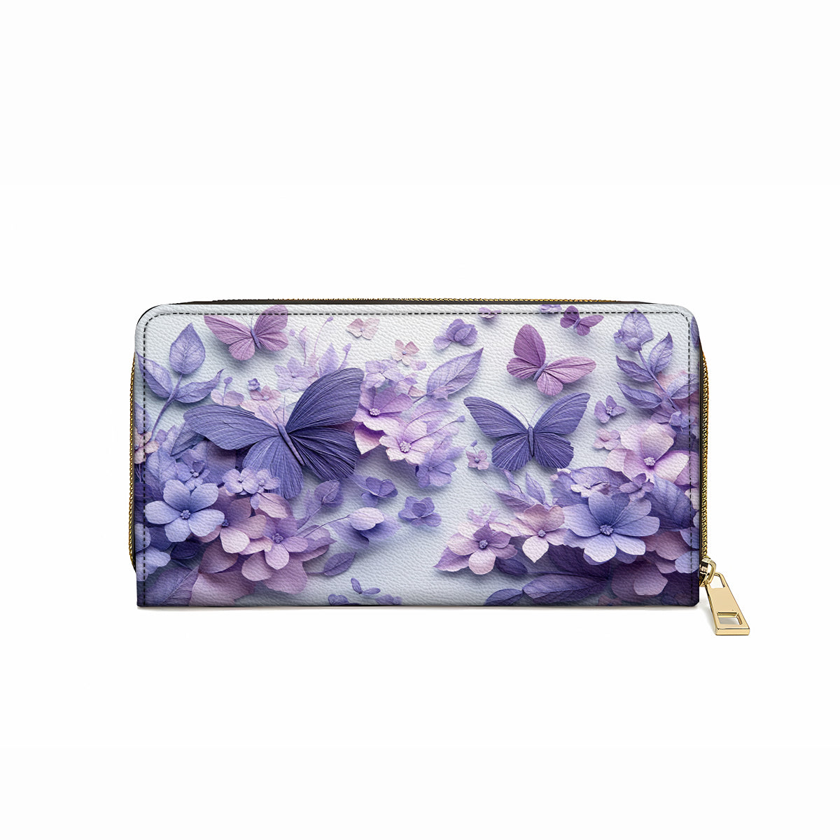 Shineful Leather Clutch Purse With Wristlet Strap Handle Wings Over Blooms