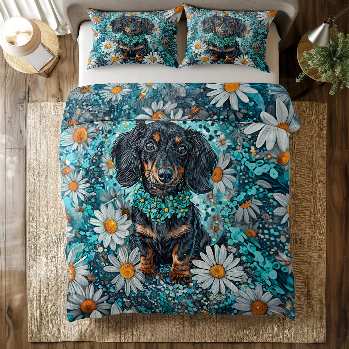 Ensemble de courtepointe toutes saisons Shineful 3 pièces - Dachshund Daisy