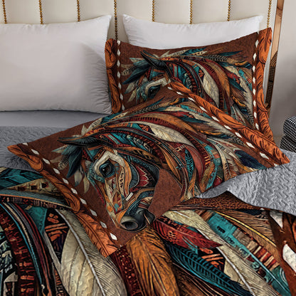 Shineful All Season Quilt 3-Piece Set Tribal Horse Majesty