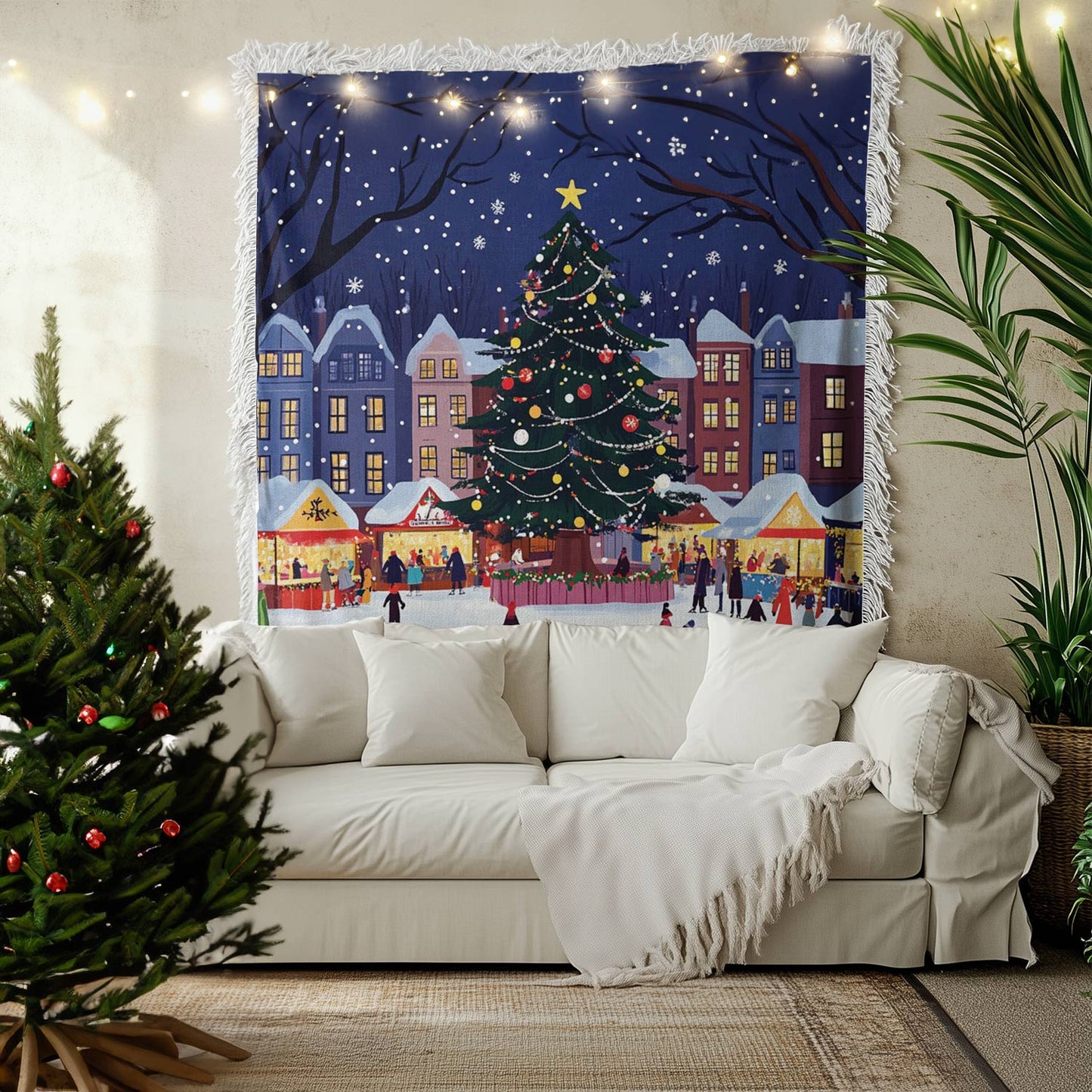 Shineful Woven Tapestry Throw Blanket Christmas Market