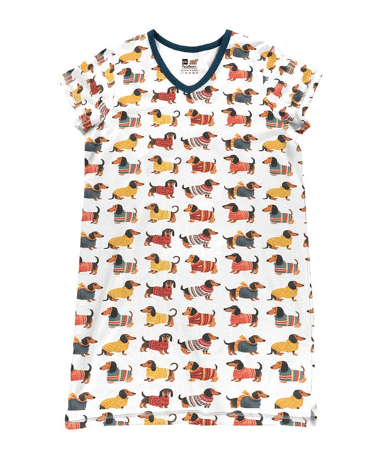 Shineful V-neck Nightshirts Cute Dachshund