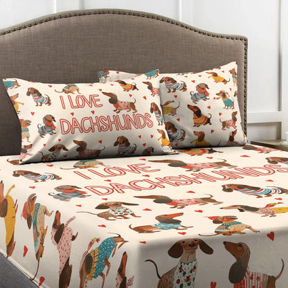 Shineful Fitted Sheet - Dachshund Lovely Delight