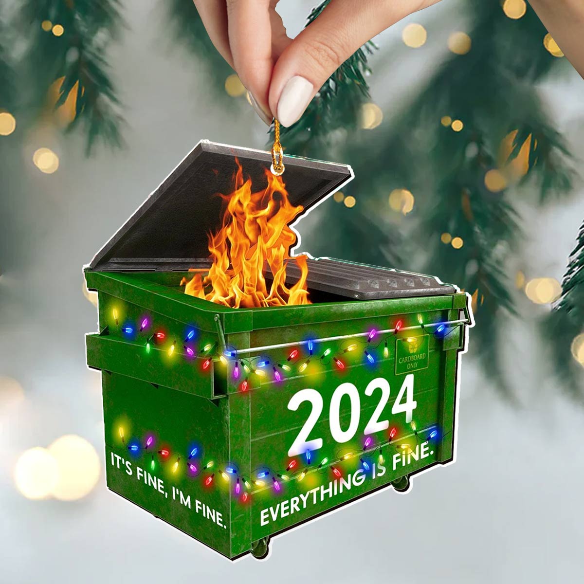 Shineful 2D Acrylic Ornament 2024 Dumpster Fire