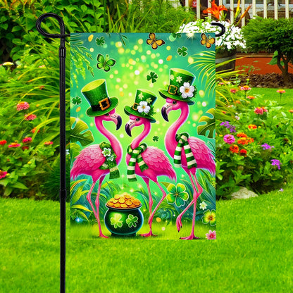 Shineful Garden Flag 12" x 18" Lucky Flamingo Trio