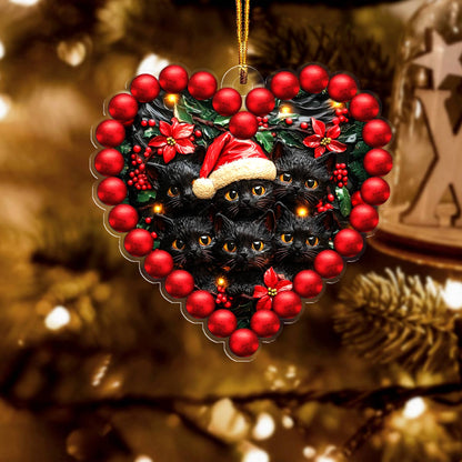 Shineful 2D Acrylic Ornament Gorgeous Black Cats Heart