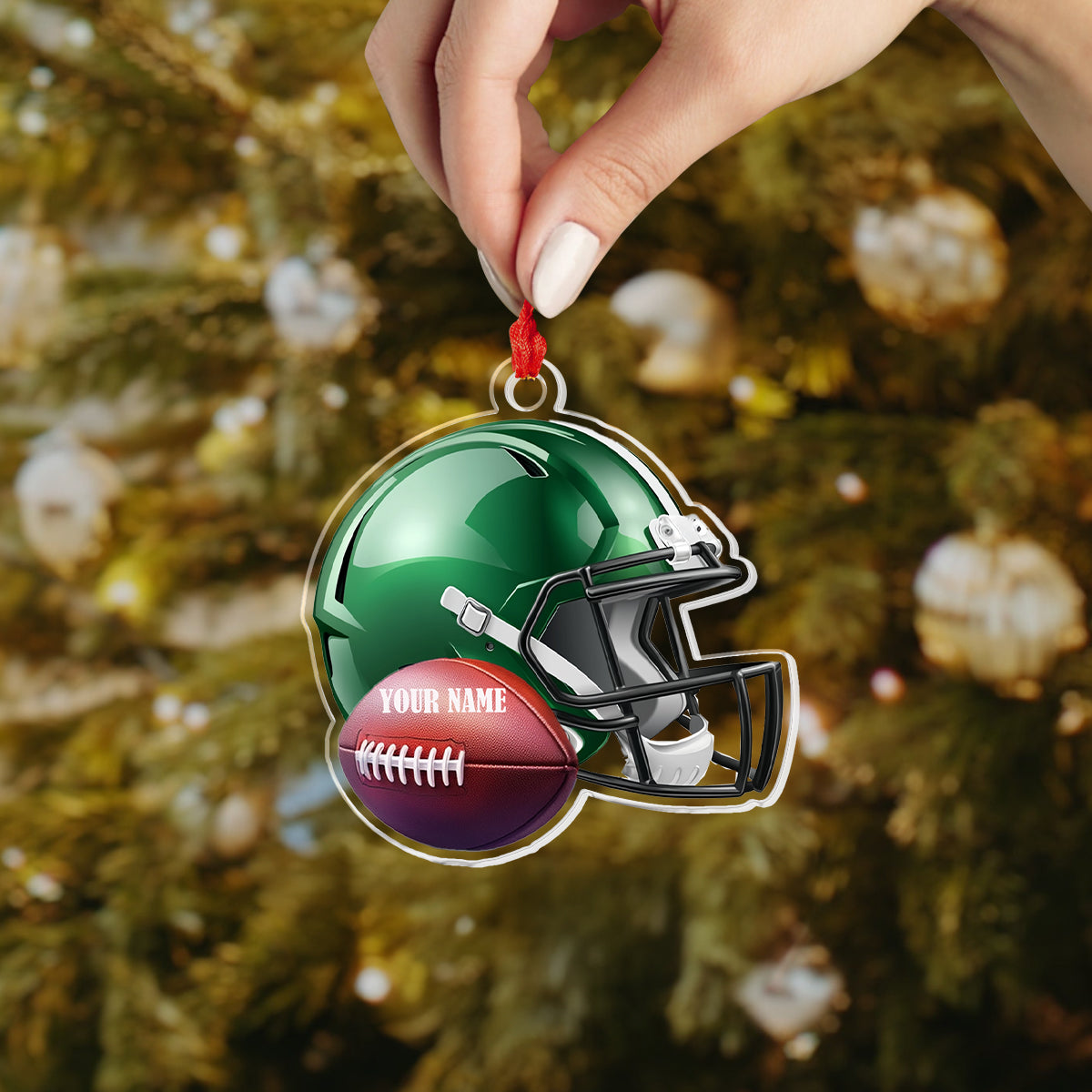 Shiny 2D Acryl Ornament personalisierte American Football Helm und Ball