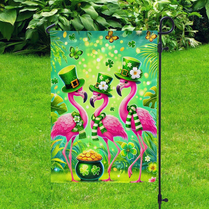 Shineful Garden Flag 12" x 18" Lucky Flamingo Trio