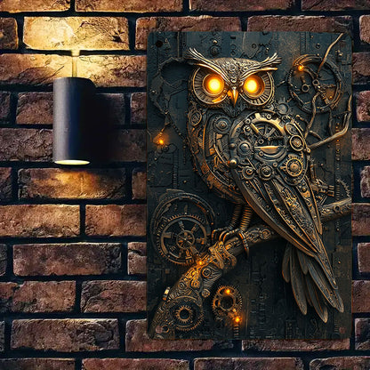 Shineful 2D Metal Sign - Steam-Powered Owl