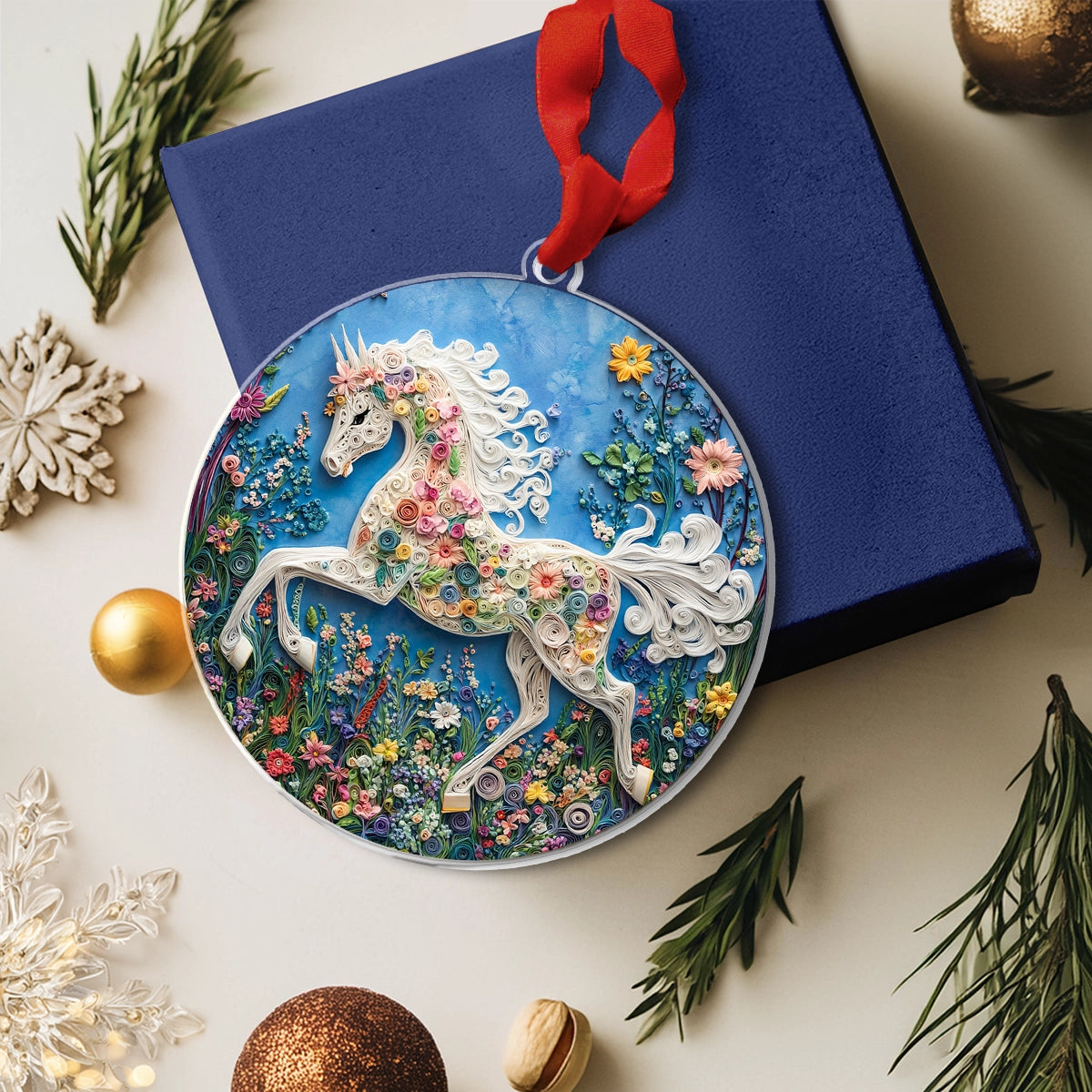 Shineful 2D Acrylic Ornament Whimsical Horse Holiday