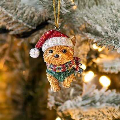 Shineful 2D Acrylic Ornament Twinkling Christmas Yorkie