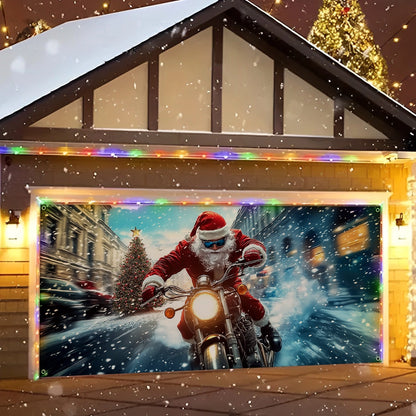Shineful Garage Door Banner Decoration Santa’s Sleigh Cycle