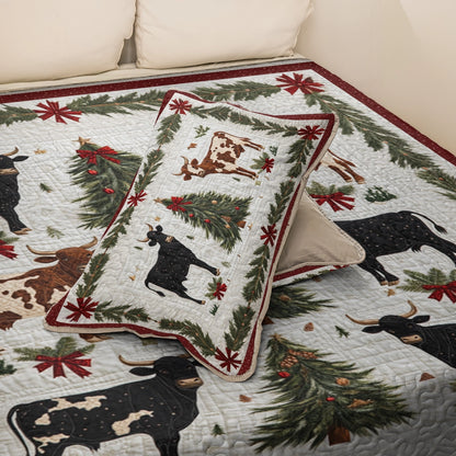 Shineful All Season Quilt 3-Piece Set Country Christmas Cattle