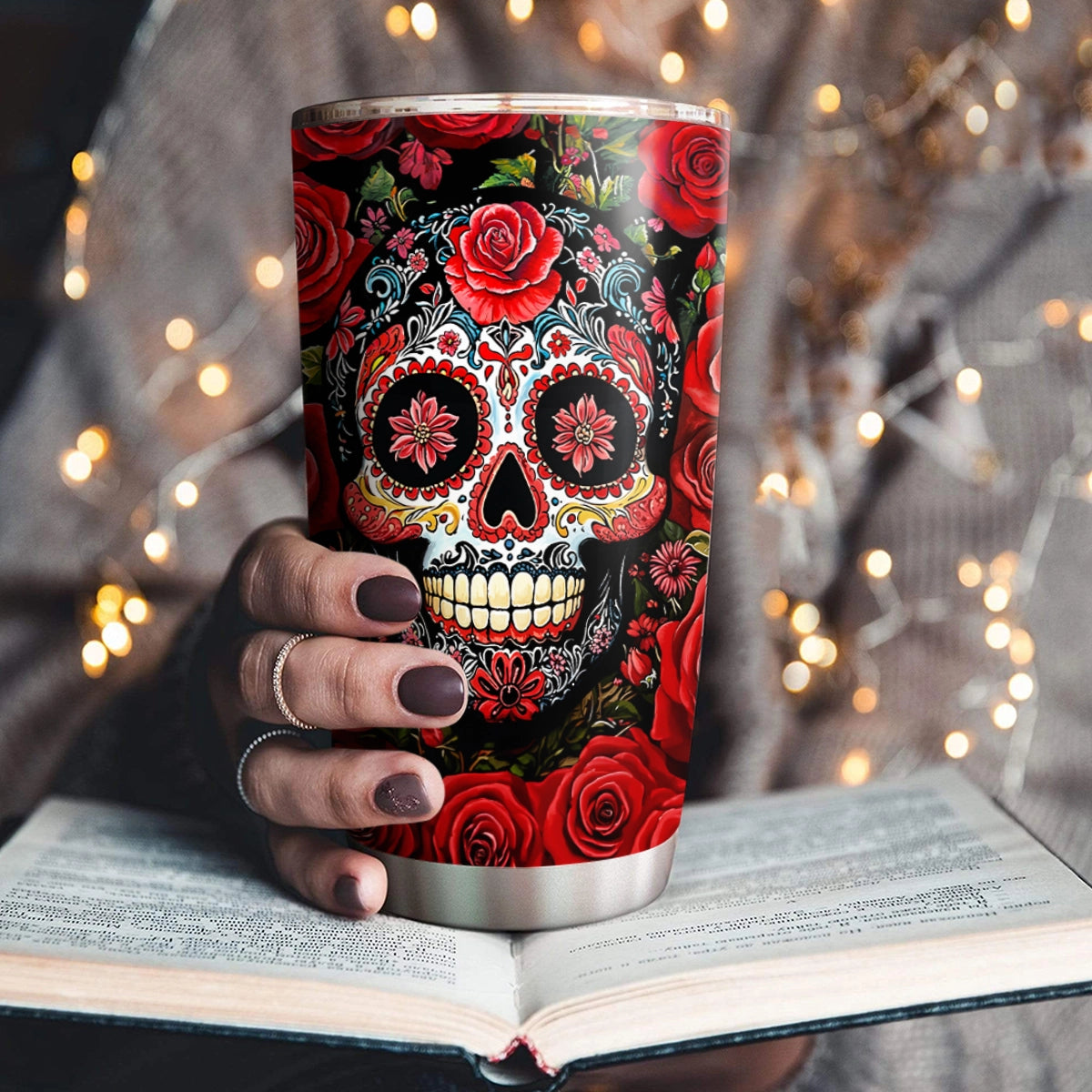 Shineful 20oz Tumbler - Roses & Sugar Skull Elegance