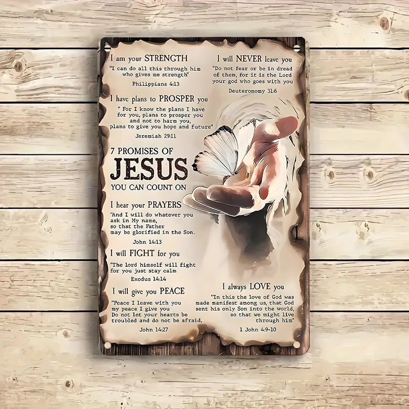 Shineful 2D Metal Sign 7 Promises of Faith Christ