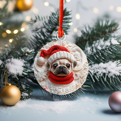 Shineful 2D Acrylic Ornament Snowy Puggy