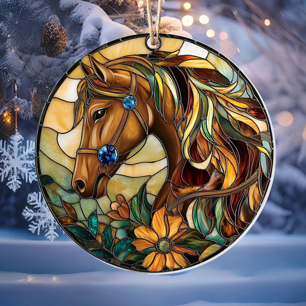 Shineful 2D Acrylic Ornament - Florals Horse Elegance