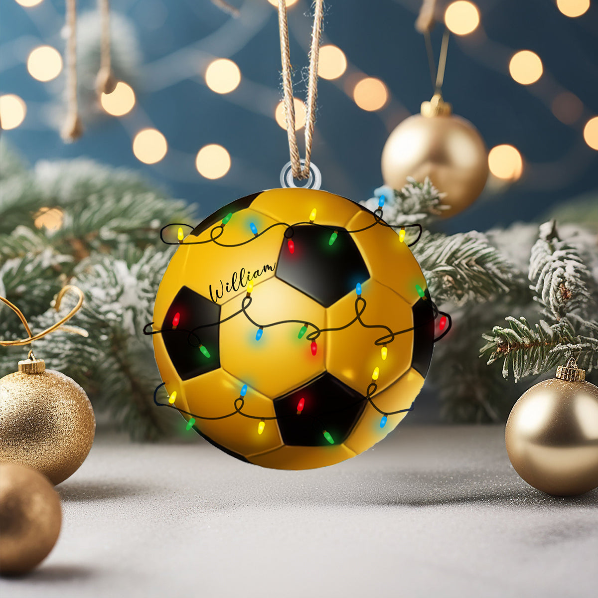 Glänzendes 2D-Acryl-Ornament - Personalisiertes Fußball-Weihnachten