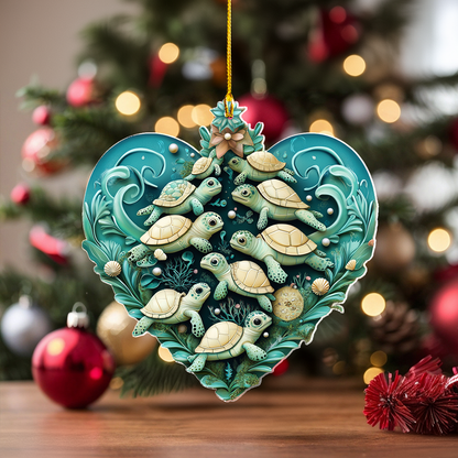 Shineful 2D Acrylic Ornament - Turtle Tide Heart