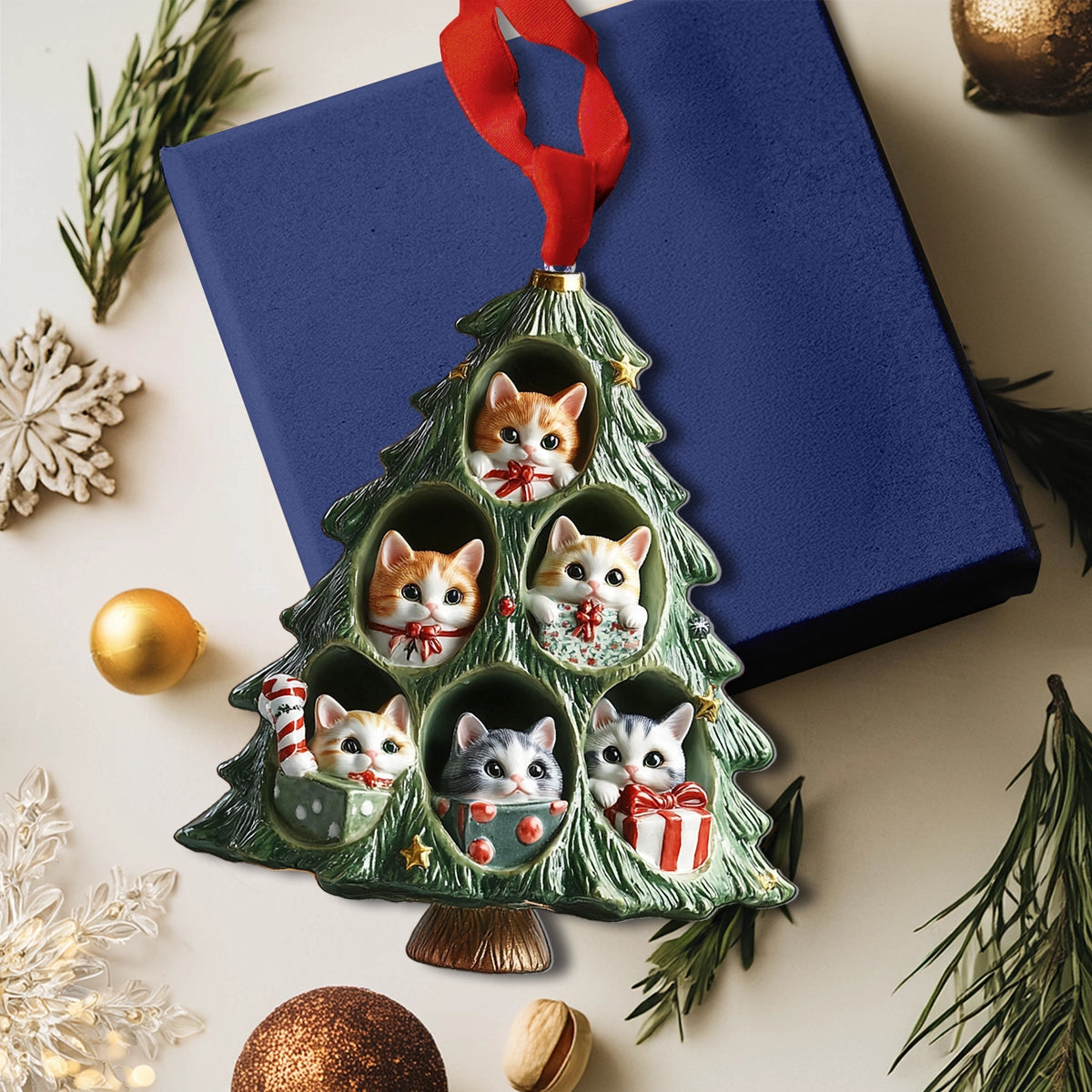 Shineful 2D Acrylic Ornament Purrfect Christmas Kitty Tree