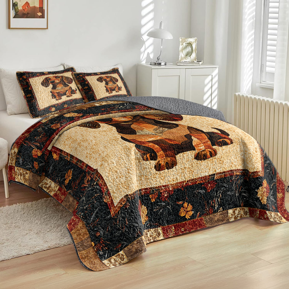 Shineful All Season Quilt 3-Piece Set Dachshund Delight