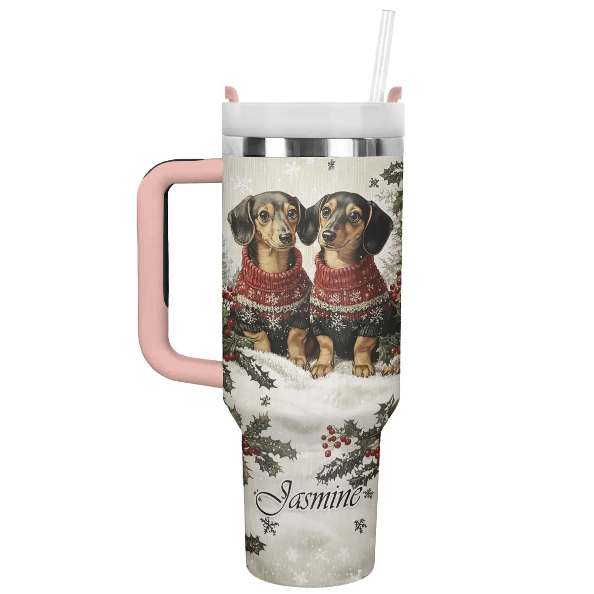 Shineful Tumbler Personalized Christmas Dachshunds