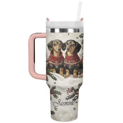 Shineful Tumbler Personalized Christmas Dachshunds