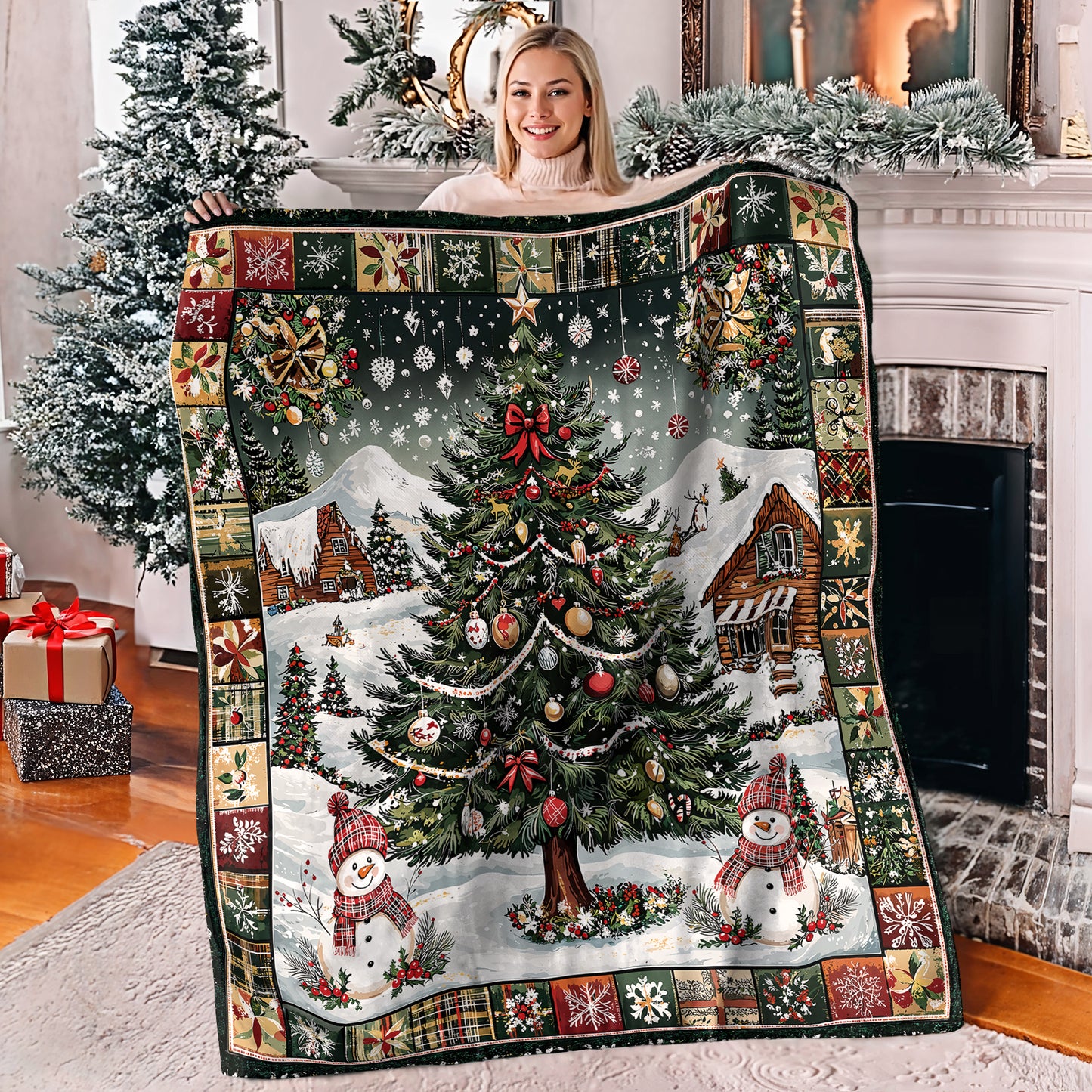 Shineful Fleece Blanket Holiday Hearthside