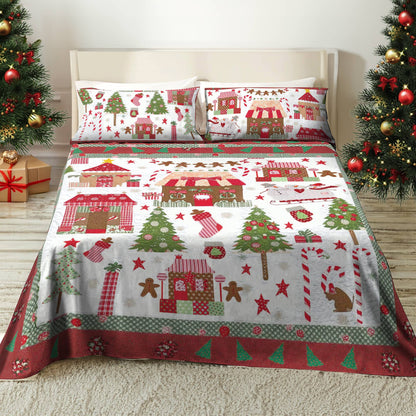 Shineful 4-Piece Bed Sheet Set Noel Wonderland