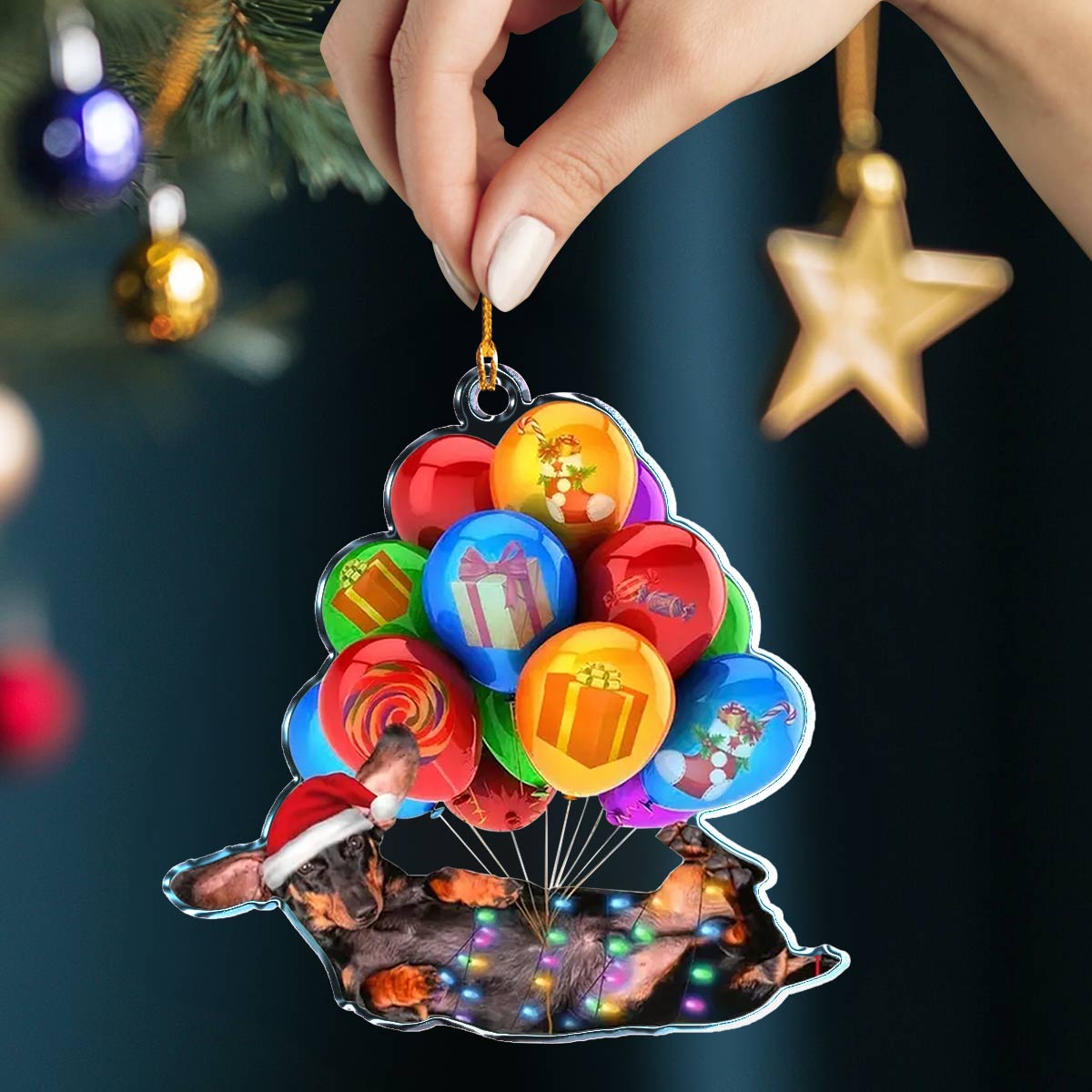 Shineful 2D Acrylic Ornament Dachshund Christmas Balloon