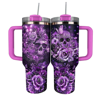 Shineful Glossy Tumbler Magnificent Purple Rose Skull