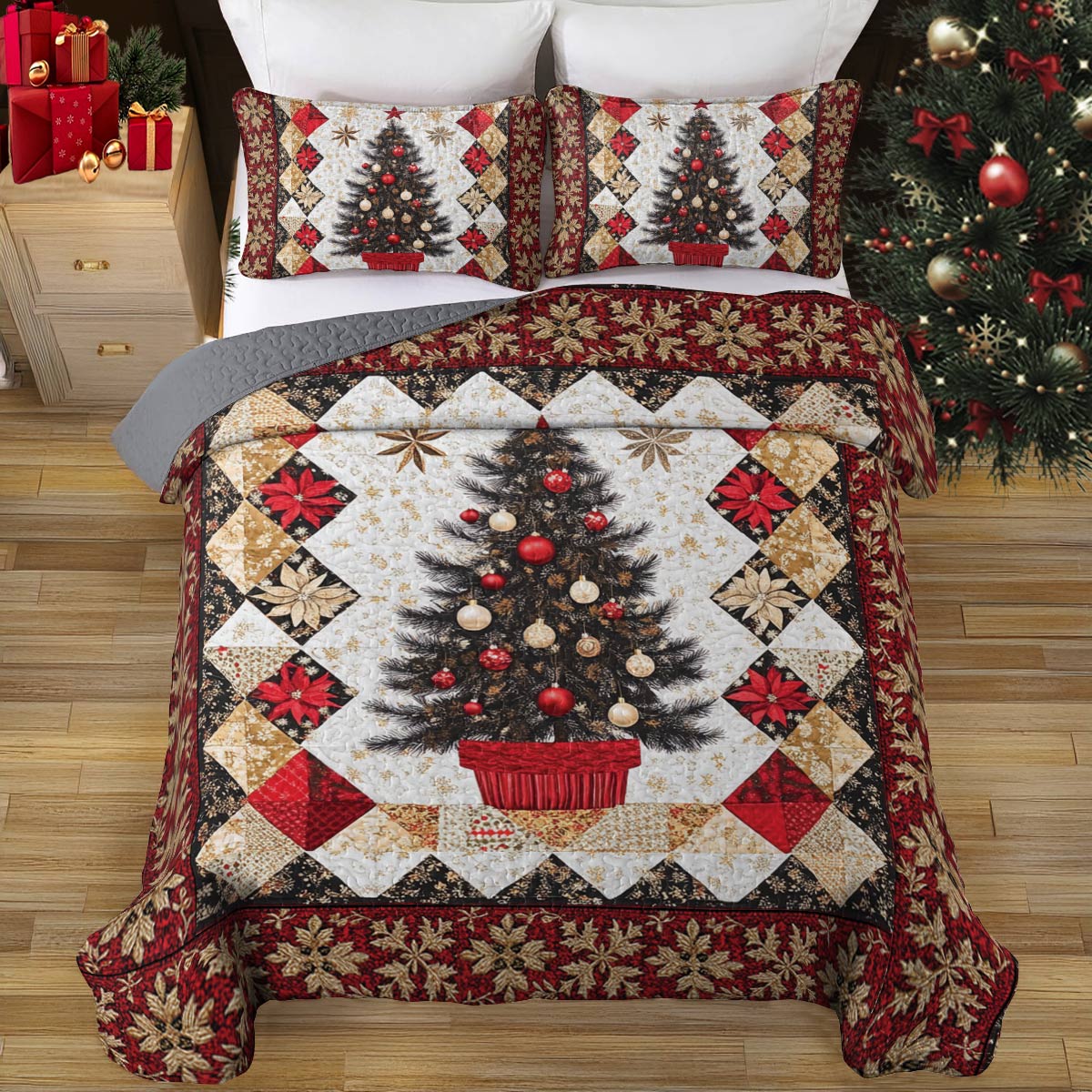 Shineful All Season Quilt 3-teiliges Set Weihnachtsbaum