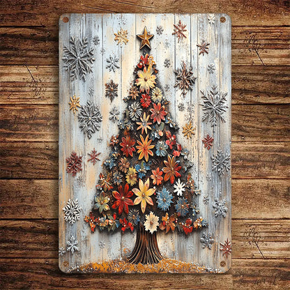 Shineful 2D Metal Sign Dried Flowers Christmas Tree