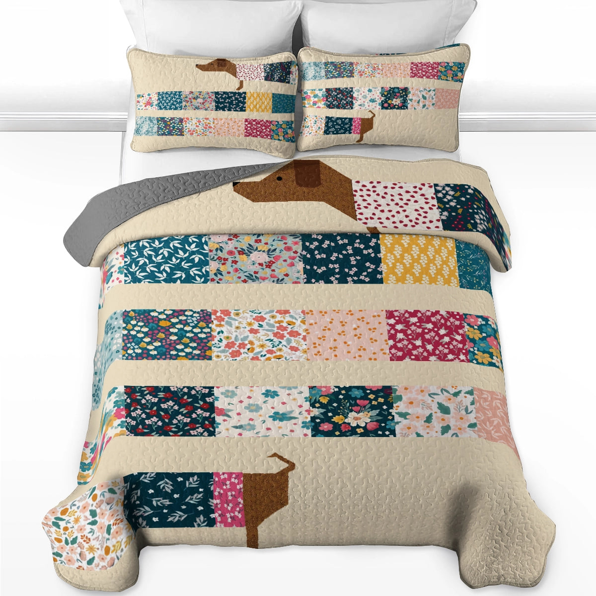 Shineful All Season Quilt 3-Piece Set Dapper Dachshund