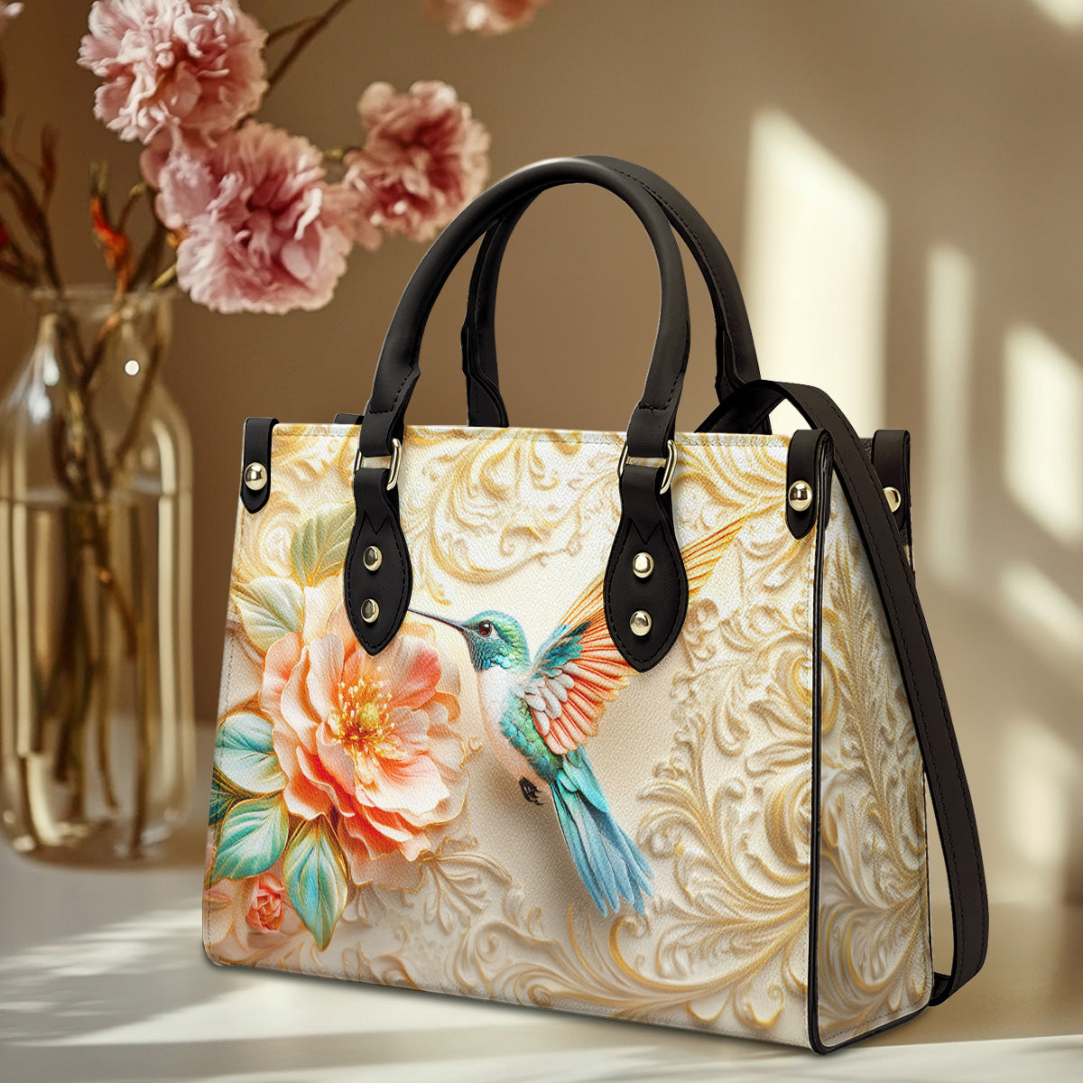 Shineful Leather Bag Golden Bloom Hummingbird